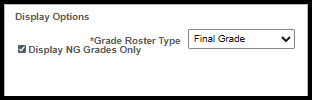 "Display NG Grades Only Check Box Checked"