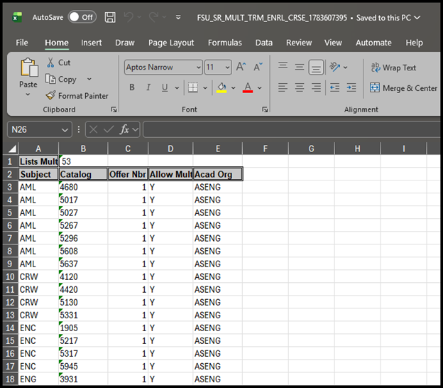 "FSU_SR_MULT_TRM_ENRL_CRSE Excel Results"