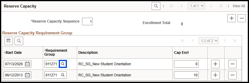 "Requirement Group Lookup Button"