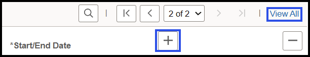 "Start/End Date Field with + Button and View All Option"