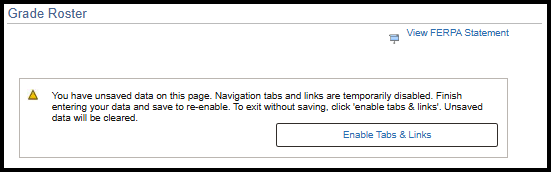 "Unsaved data dialog box with Enable Tabs & Links Button"