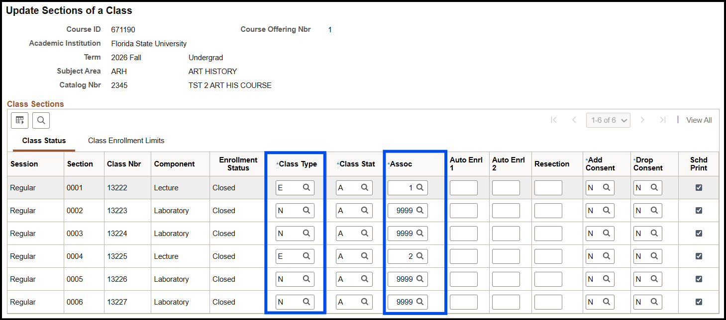 "Update Sections of a Class-Class Type+Assoc Fields"